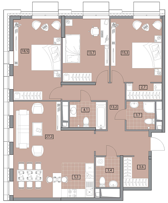 Layout picture 4-rooms from 79.3 m2 Photo 3