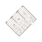 Планировка Апартаменты с 2 спальнями 79.55 м2 в ЖК D'oro Mille