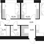 Планировка Квартира с 4 спальнями 80.83 м2 в ЖК Forst