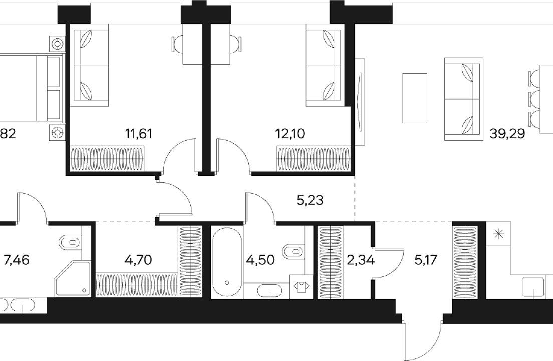 Квартира с 4 спальнями 109.84 м2 в ЖК Forst