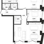 Планировка Квартира с 2 спальнями 104.52 м2 в ЖК Republic