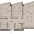 Планировка Квартира с 2 спальнями 78.1 м2 в ЖК High Life