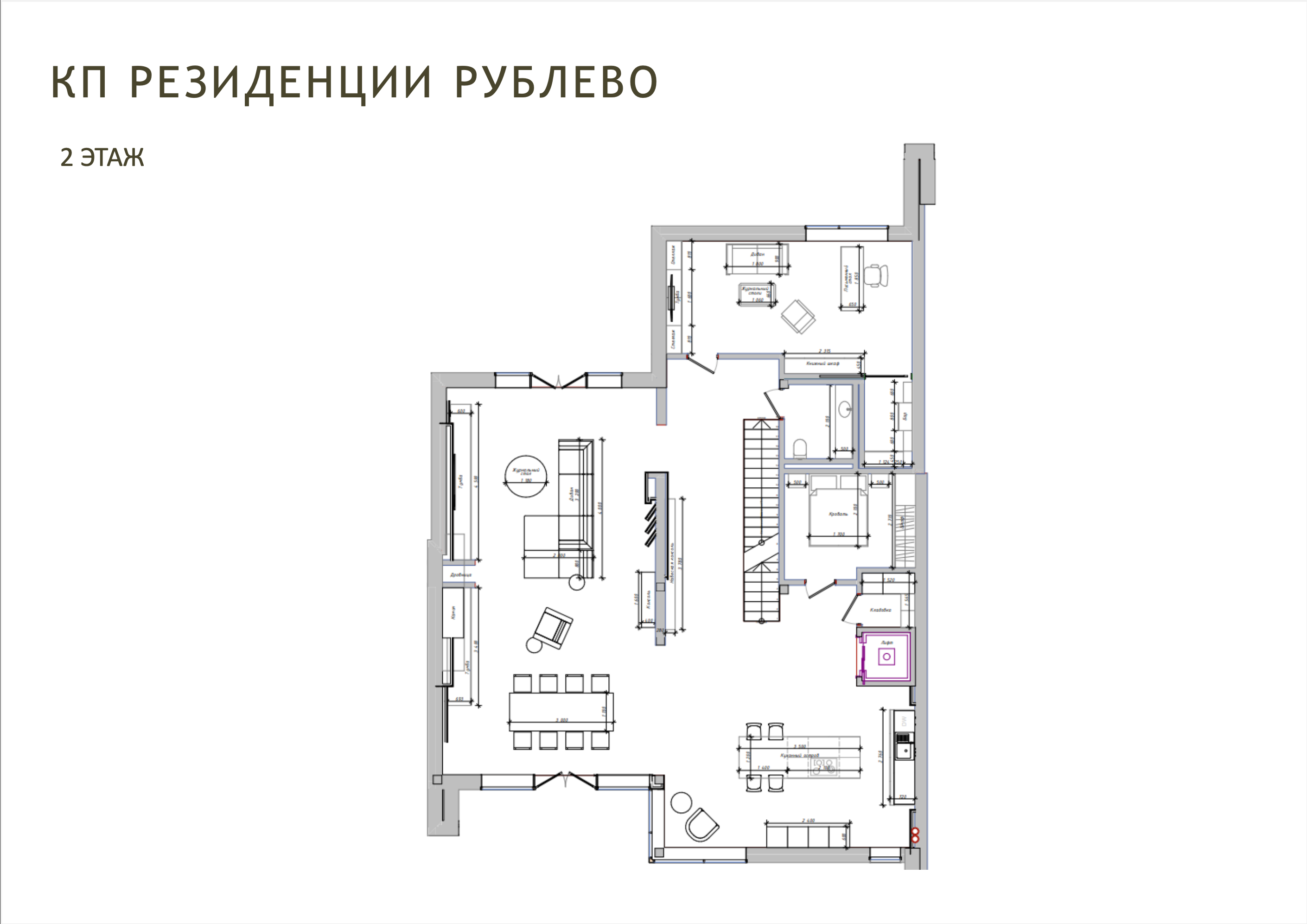 Планировка Дуплекс с 4 спальнями 483 м2 в посёлке Резиденция Рублево Фото 2