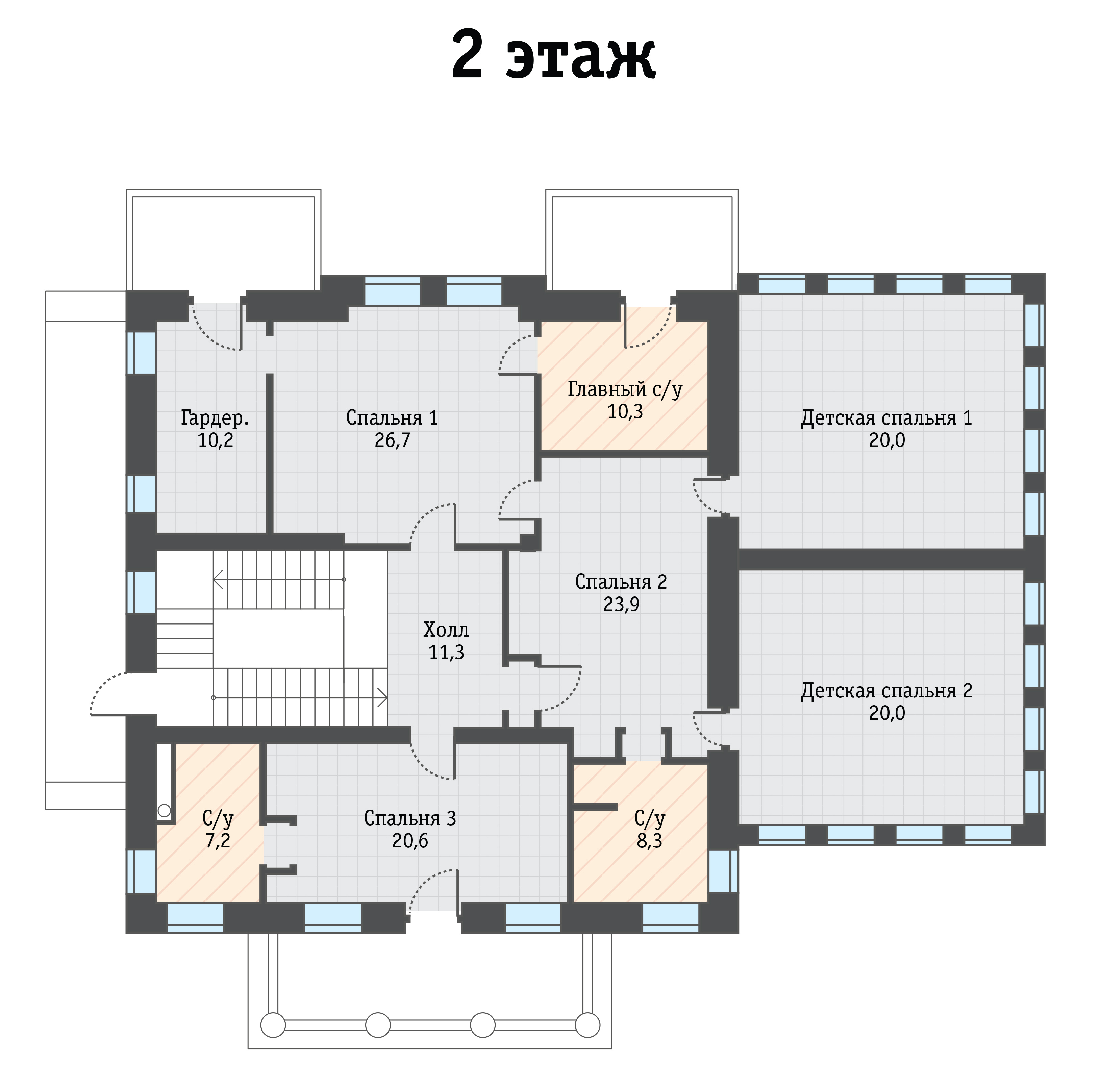 Планировка Домовладение с 6 спальнями 650 м2 в посёлке Монолит Фото 3