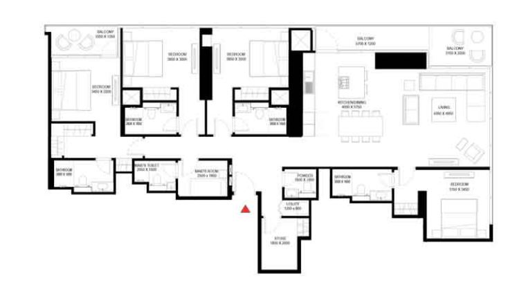 Планировка 4-комнатная квартира 236.8 м2 в ЖК Sobha One