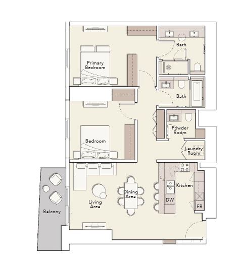 Планировка 2-комнатная квартира 138.8 м2 в ЖК Mercer House North