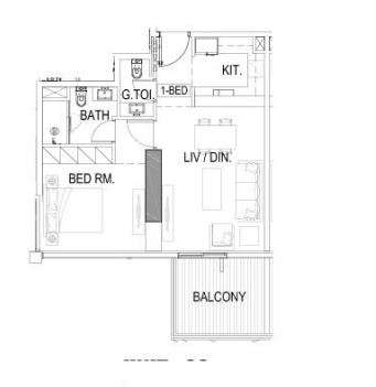 Планировка 1-комнатная квартира 68.9 м2 в ЖК Elegance Tower