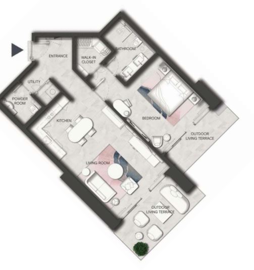 Планировка 3-комнатная квартира 396.5 м2 в ЖК SLS Residences The Palm