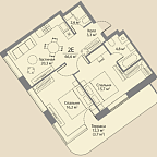 Планировка Квартира с 2 спальнями 66.5 м2 в ЖК Stories