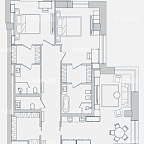 Планировка Апартаменты с 2 спальнями 123.3 м2 в ЖК Звезды Арбата