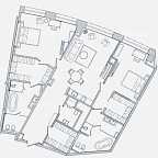 Планировка Апартаменты с 2 спальнями 154.3 м2 в ЖК Звезды Арбата