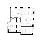 Планировка Апартаменты с 2 спальнями 110.61 м2 в ЖК Vernissage