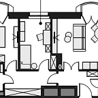 Планировка Апартаменты с 2 спальнями 68.6 м2 в ЖК Wellton Spa Residence