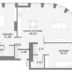 Планировка Апартаменты с 2 спальнями 98.54 м2 в ЖК Sky View
