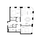 Планировка Апартаменты с 2 спальнями 110.61 м2 в ЖК Vernissage